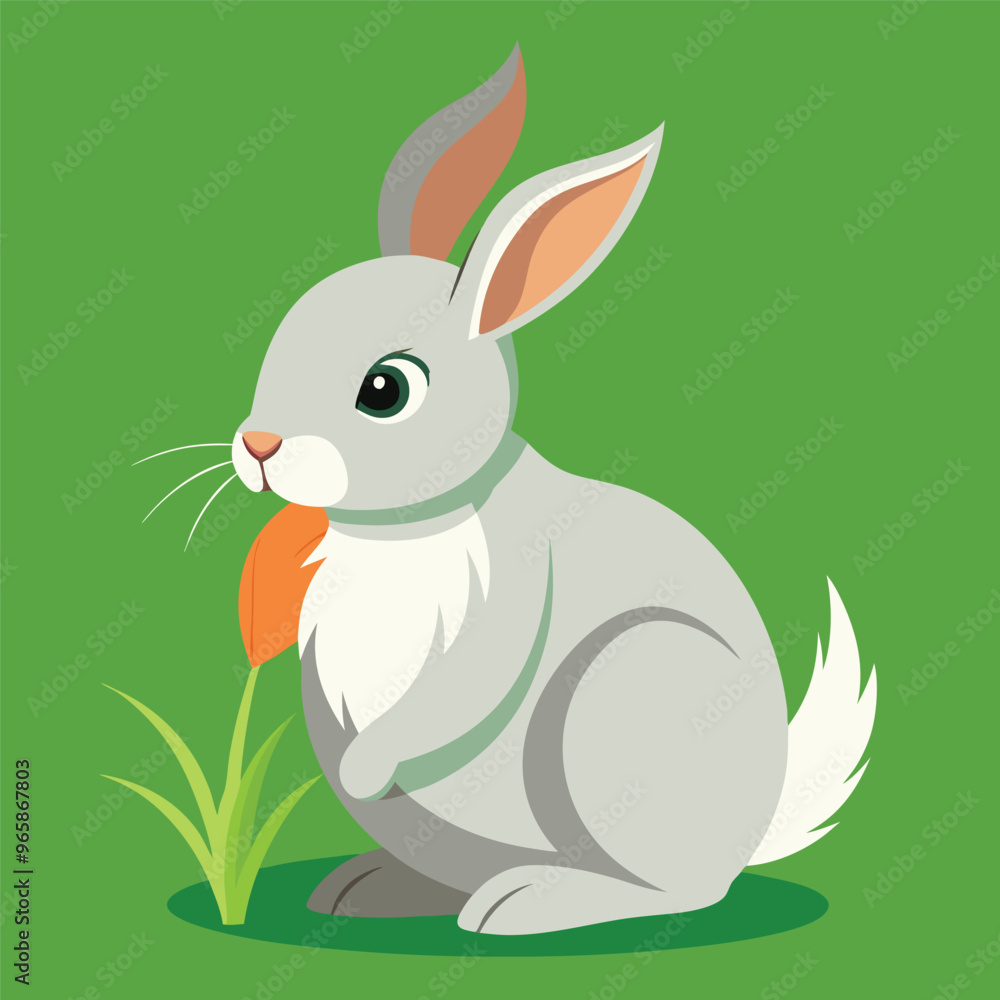 A Rabbit sitting on grass and eating Carrot A Rabbit sitting on grass and eating Carrot