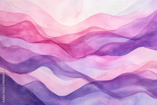A serene blend of soft pink and purple waves, creating a dreamy and abstract background with gentle fluidity.