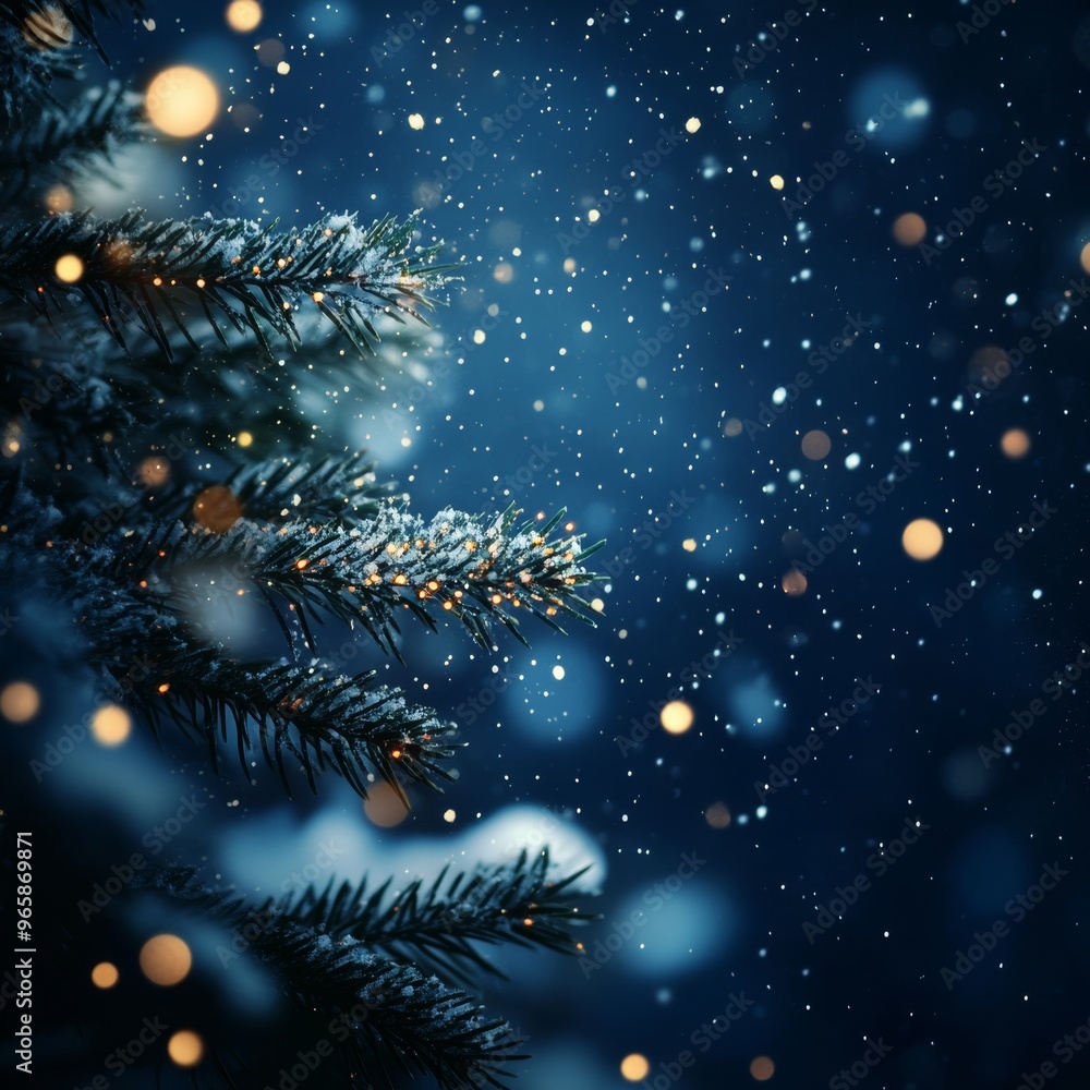 Abstract background of christmas ball with blurr snow and lighting, have space for overlay text - generate AI Abstract background of christmas ball with blurr snow and lighting, have space for overlay text - generate AI