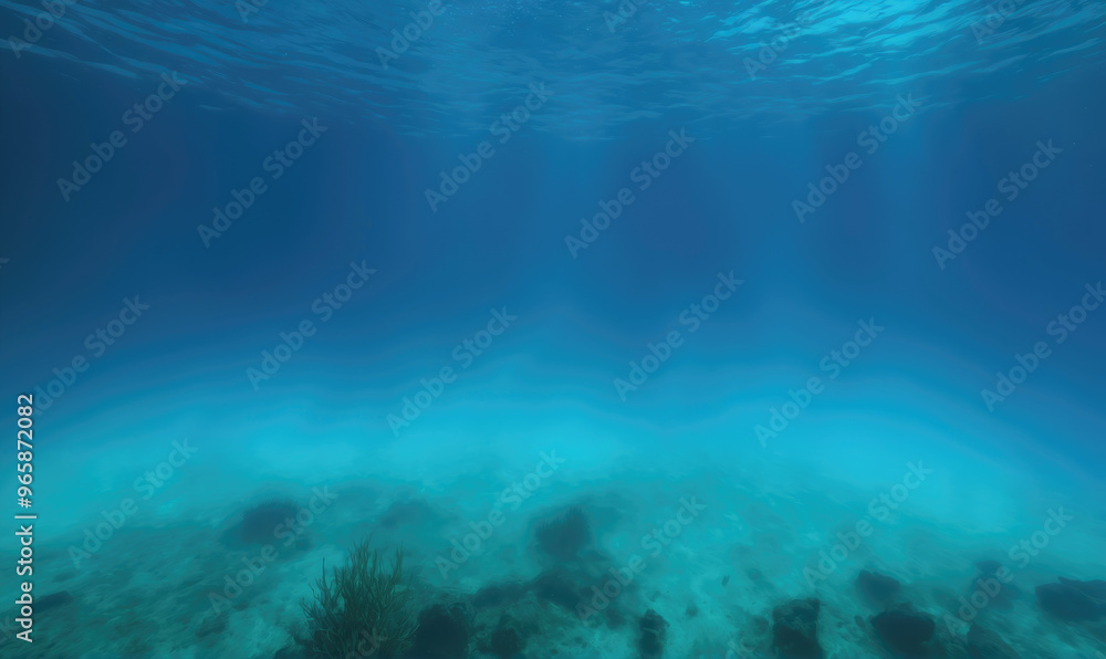 Obraz premium Sunbeams illuminate the ocean floor, revealing coral and marine life
