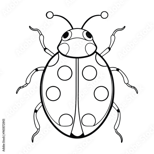 Cute Ladybug Vector Illustration Cartoon, Clipart, and Line Art Design.eps