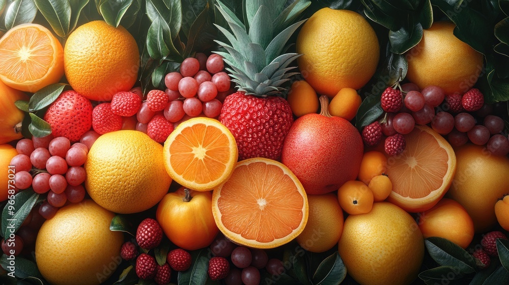 A Beautifully Designed Tropical Fruit Arrangement for Culinary Displays and Events A Beautifully Designed Tropical Fruit Arrangement for Culinary Displays and Events