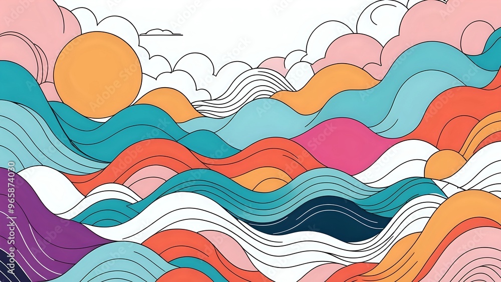 Lines art colorful background