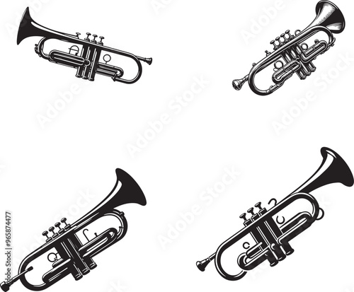 silhouette of clean vector of Trumpet isolated on white background

