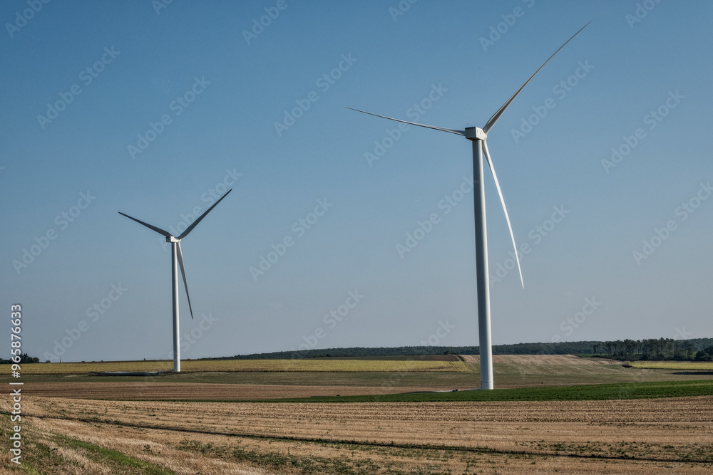 Green energy from Wind Farm in Forterre, Burgundy, France. Wind power station. Green energy from Wind Farm in Forterre, Burgundy, France. Wind power station.