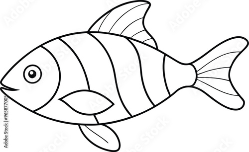 Elegant Fish Line Art Vector for Coloring Book
