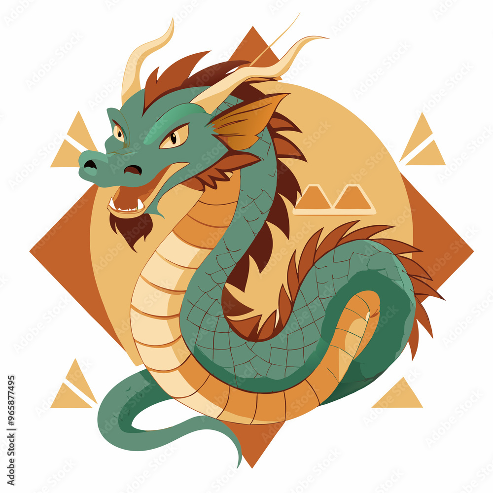 Naklejka premium Stylized dragon illustration for T-shirt print design in vibrant colors
