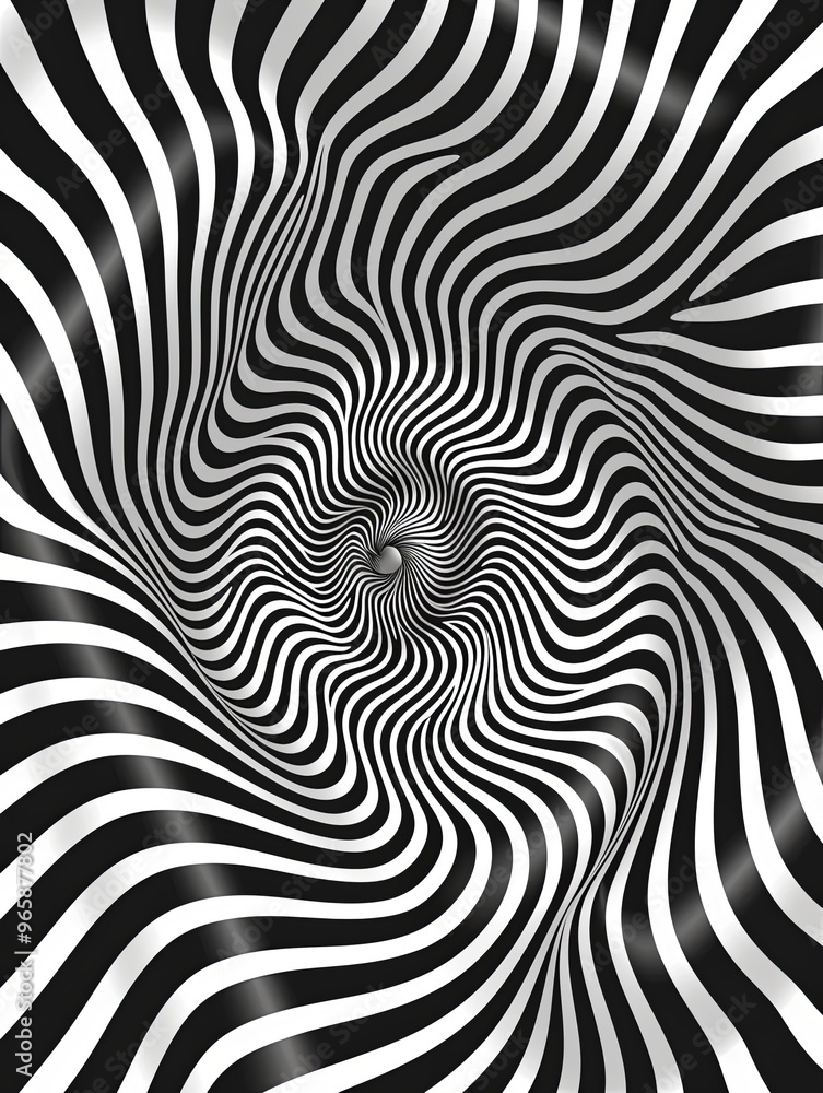 Abstract Fibonacci spiral in white with black stripes, featuring a hypnotic optical illusion, perfect for digital media and graphic design. Abstract Fibonacci spiral in white with black stripes, featuring a hypnotic optical illusion, perfect for digital media and graphic design.
