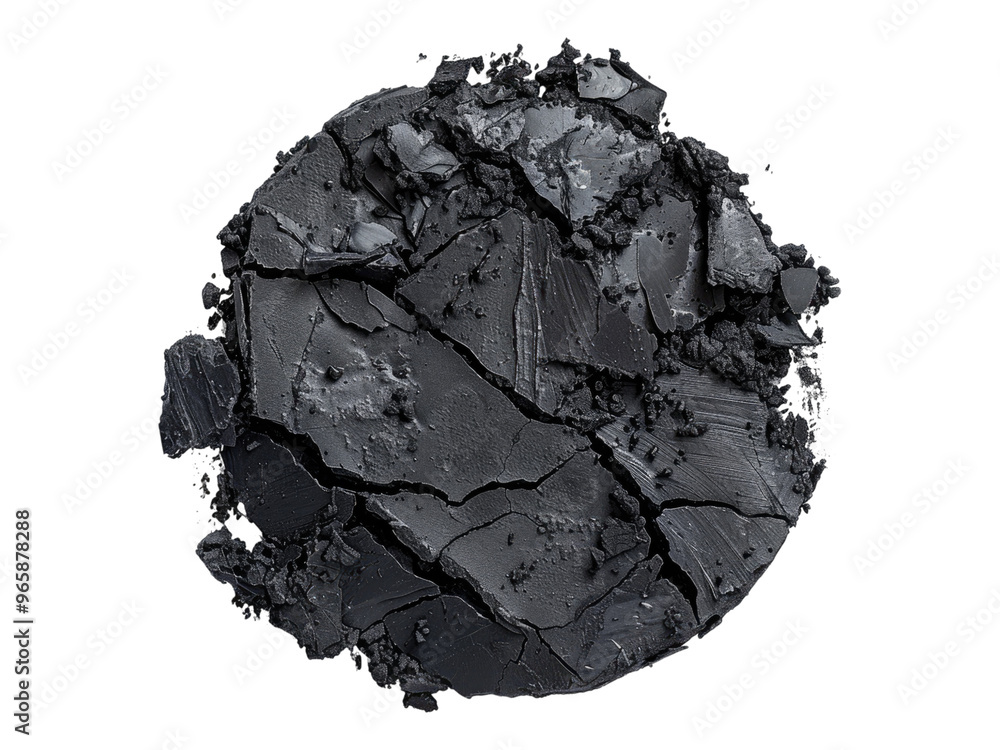 Fototapeta premium Dry black cosmetic clay. Isolated PNG