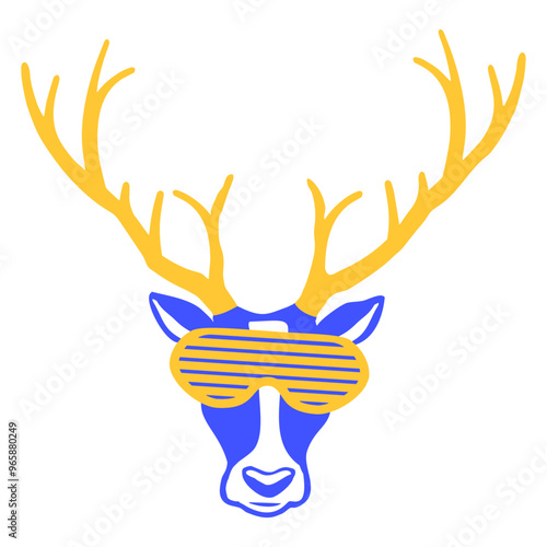 True Deer Stag Wild Forest Animal Funny Listening Headphone Sunglasses Music Listen Loud Bass Sound DJ Party Night Clubber Raver Disco Club Band Concert Techno Discothek Cool Love Humor Turntable Fun