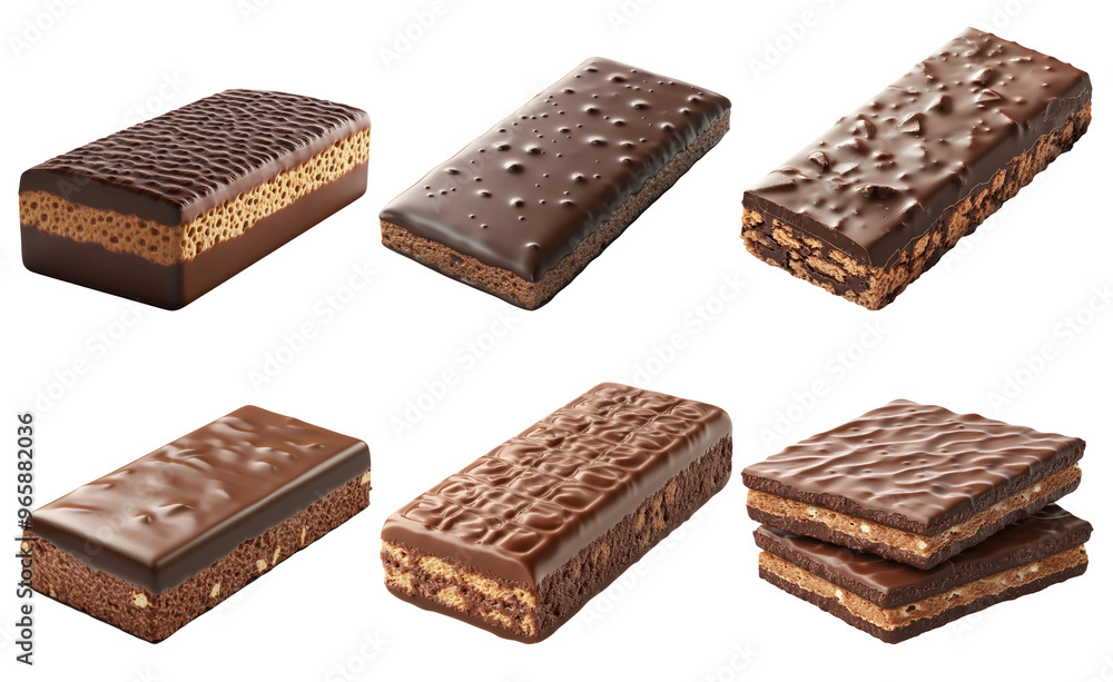 Assorted chocolate bars with different textures isolated on transparent background Assorted chocolate bars with different textures isolated on transparent background