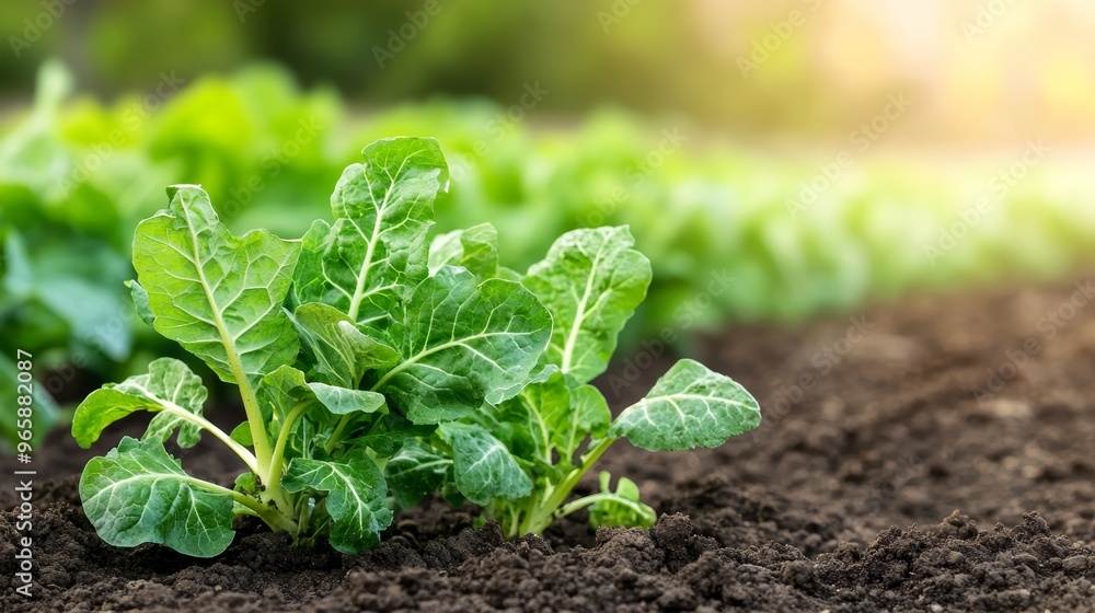A photostock image of organic vegetables growing in a sustainable agricultural field, representing eco-friendly farming A photostock image of organic vegetables growing in a sustainable agricultural field, representing eco-friendly farming