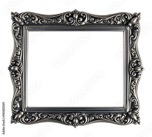 Obraz na płótnie Silver frame in baroque style isolated on transparent background w salonie
