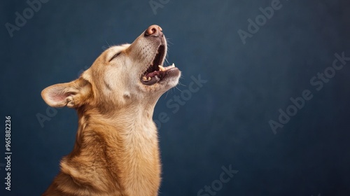 Labrador in a werewolf costume howling at the moon, werewolf dog, Halloween pet transformation