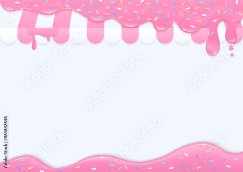Bakery shop topping with pink liquid background