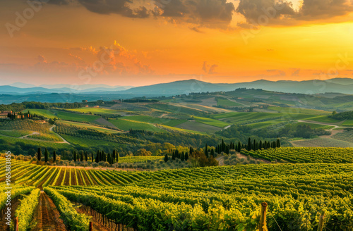 Wallpaper Mural Beautiful Sunset Sky in Napa Valley Wine Country on Spring Vineyards , Mountains. Torontodigital.ca