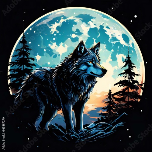 howling wolf silhouette by full moon forest, wolf tattoo, wolf illustration vector, wolf howling, wolf vector