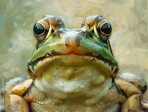 Whimsical Frog s Captivating Gaze in Botanical Garden Setting photo