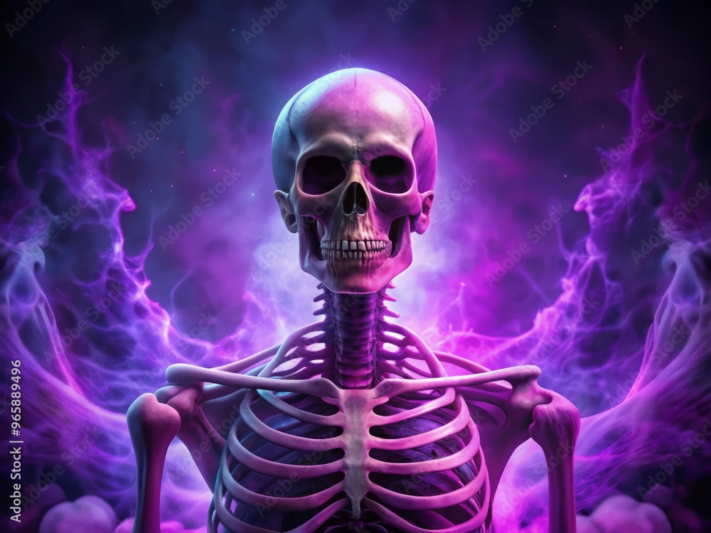 dramatic digital art of the human skeleton with intense purple and black shading dramatic digital art of the human skeleton with intense purple and black shading