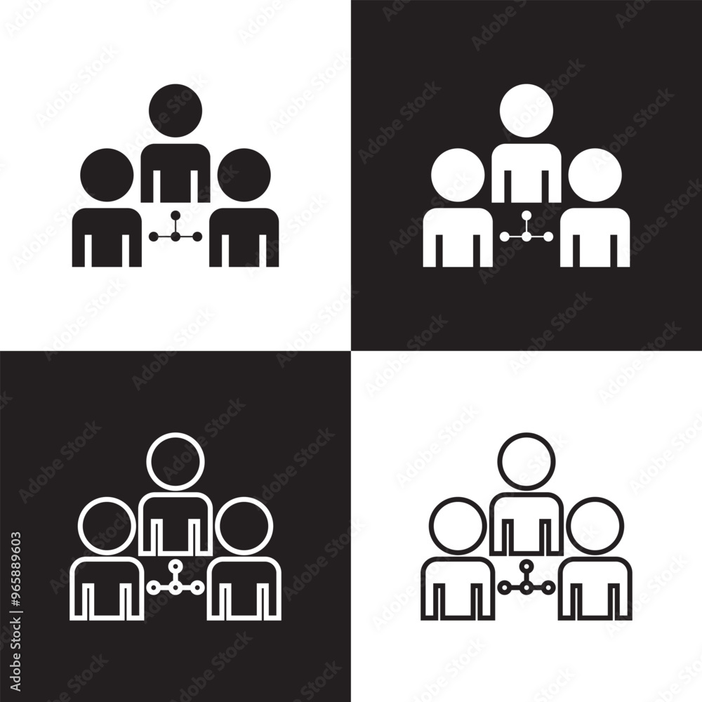 collaboration icon, people group connection icons - teamwork share, connect icon. Isolated on White and black Background. Vector illustration. EPS 10 collaboration icon, people group connection icons - teamwork share, connect icon. Isolated on White and black Background. Vector illustration. EPS 10