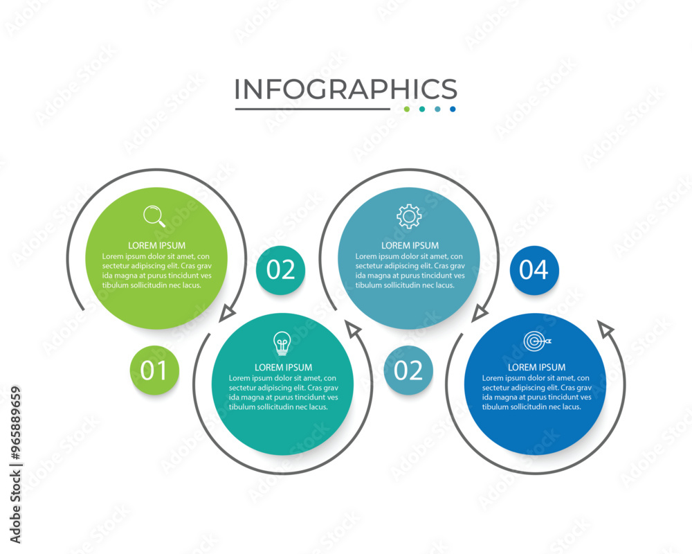 Business infographic thin line process with circle template design with icons and 4 options or steps. Business infographic thin line process with circle template design with icons and 4 options or steps.