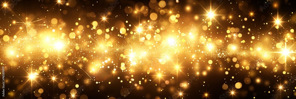 Golden Glitter and Sparkle Background with Glowing Stars, Perfect for Holiday Designs Golden Glitter and Sparkle Background with Glowing Stars, Perfect for Holiday Designs