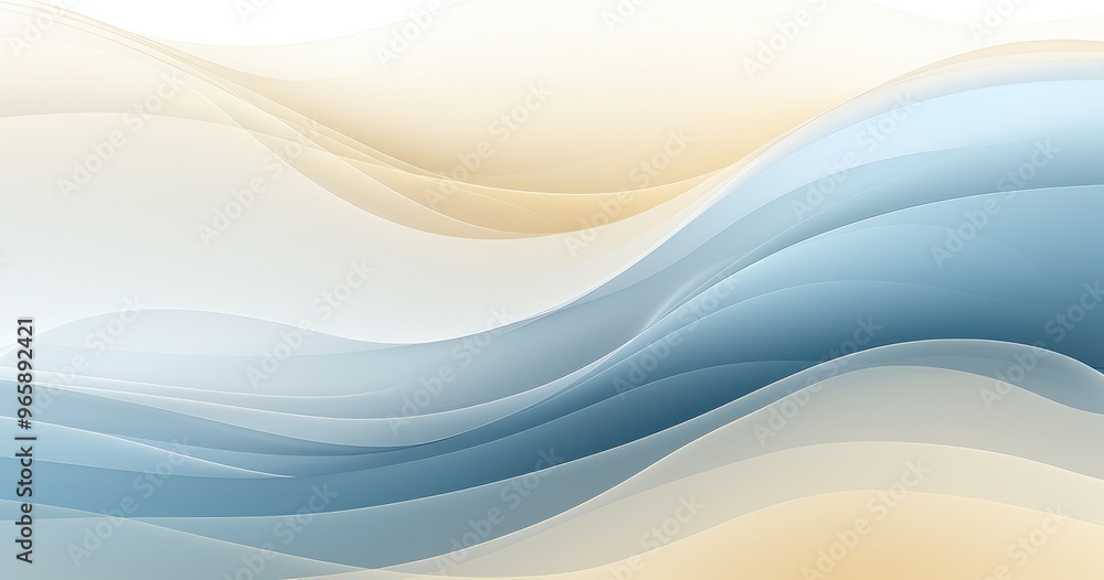 A smooth, abstract wave pattern in soft hues of blue and beige, creating a serene and calming visual effect. A smooth, abstract wave pattern in soft hues of blue and beige, creating a serene and calming visual effect.