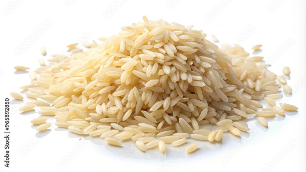 Heap of Uncooked Orzo Pasta on White Background Heap of Uncooked Orzo Pasta on White Background