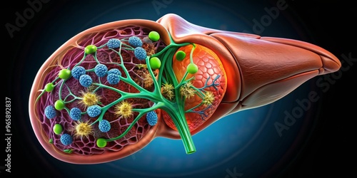 emphasizing liver lobule cellular components