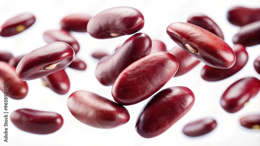 Floating Red Kidney Beans on White Background Floating Red Kidney Beans on White Background