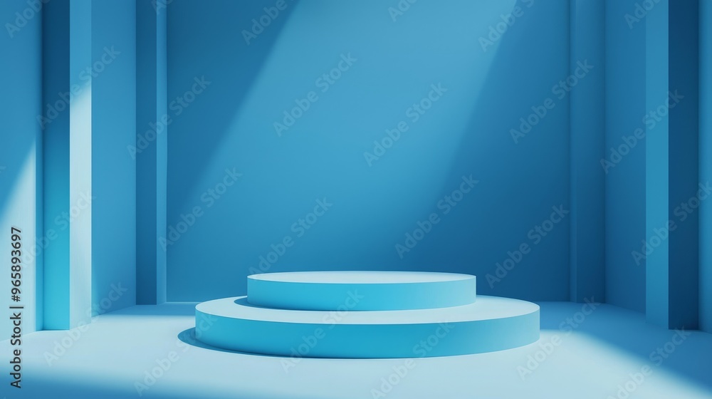 Blue Minimalistic Product Display Podium. Blue Minimalistic Product Display Podium.