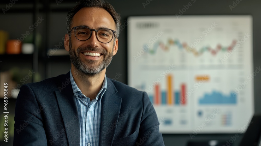 Businessman using a laser pointer to highlight recovery trends on a chart Businessman using a laser pointer to highlight recovery trends on a chart