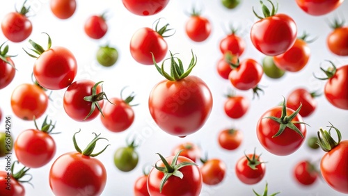 Floating Cherry Tomatoes on White Background