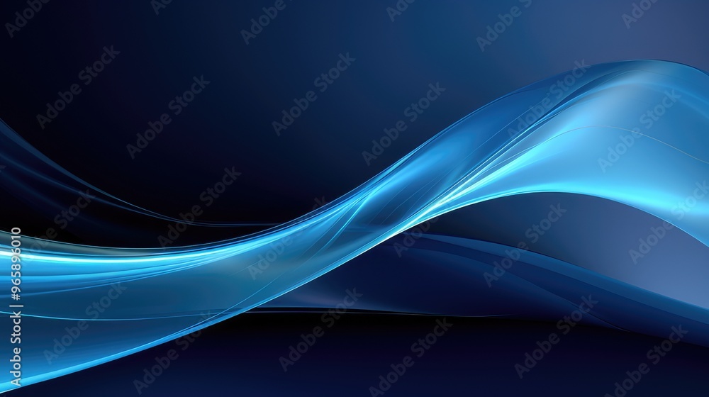Obraz premium A smooth, flowing abstract design featuring blue waves against a dark background, ideal for digital graphics or presentations.
