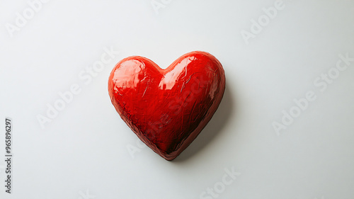 Bright red heart-shaped illustration on a clean white background conveying love and affection