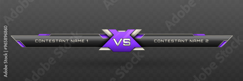 Game Versus Lower Third in Purple, Silver and Metallic Black Color Theme for Esports, Gaming, and Sports Broadcasts