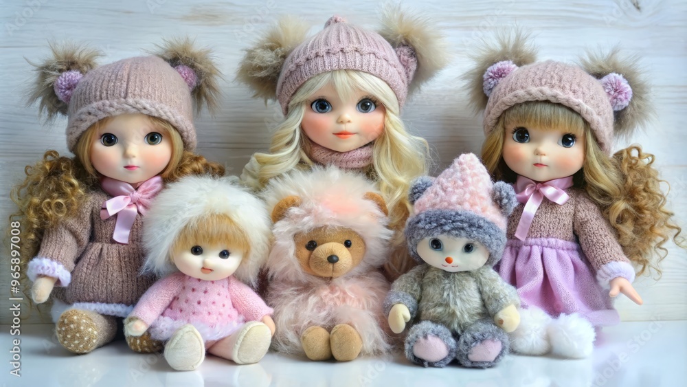 Fototapeta premium faux fur dolls soft toys