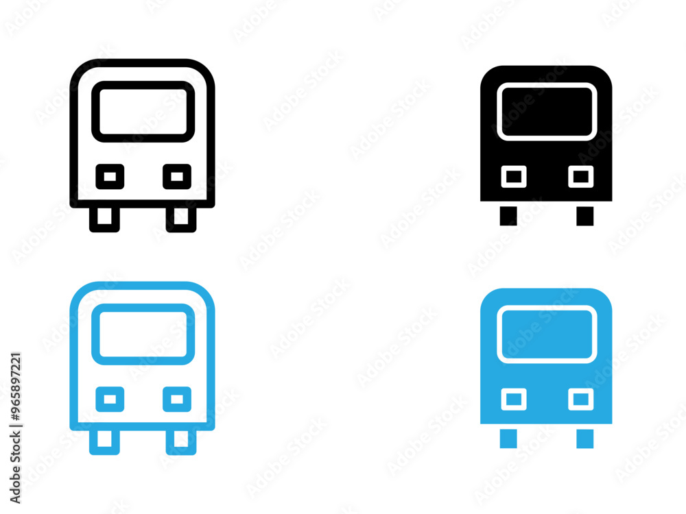 Bus icon black and white vector outline sign Bus icon black and white vector outline sign