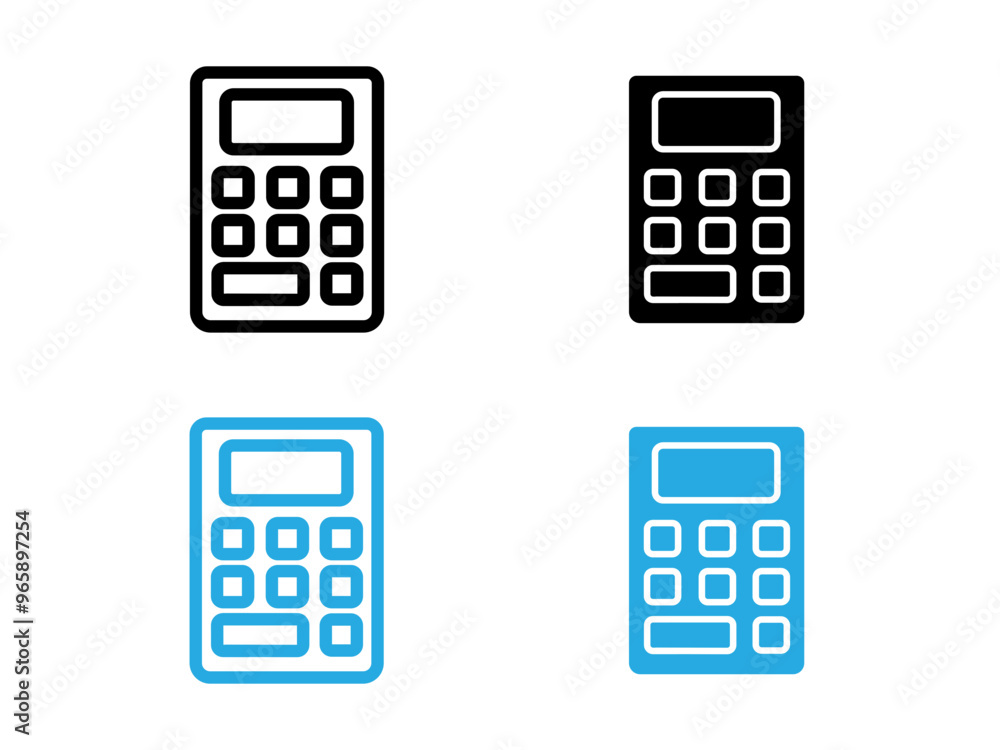 Calculator icon black and white vector outline sign Calculator icon black and white vector outline sign