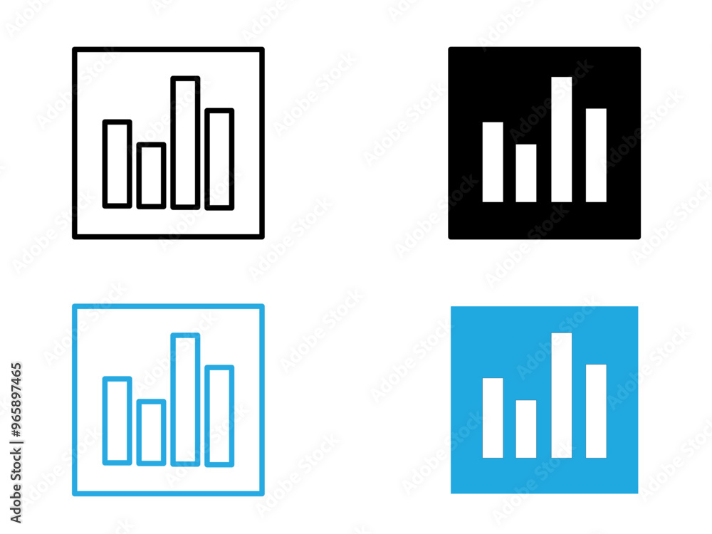Chart icon black and white vector outline sign Chart icon black and white vector outline sign