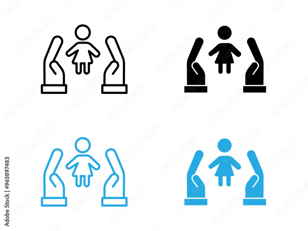 Child custody icon black and white vector outline sign Child custody icon black and white vector outline sign
