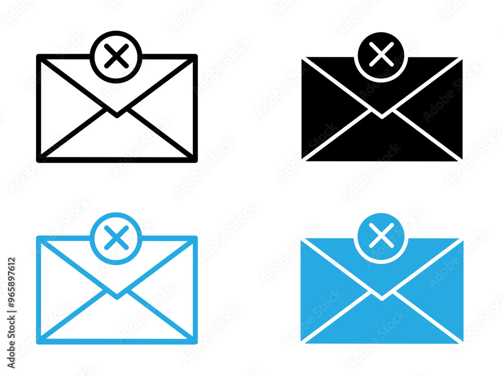close mail icon black and white vector outline sign close mail icon black and white vector outline sign