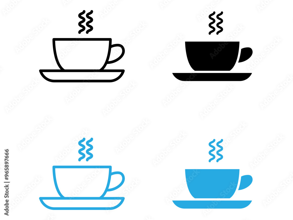 coffee cup icon black and white vector outline sign coffee cup icon black and white vector outline sign