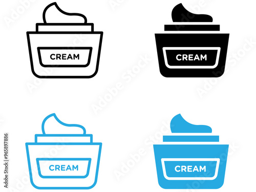 Cream jar icon black and white vector outline sign