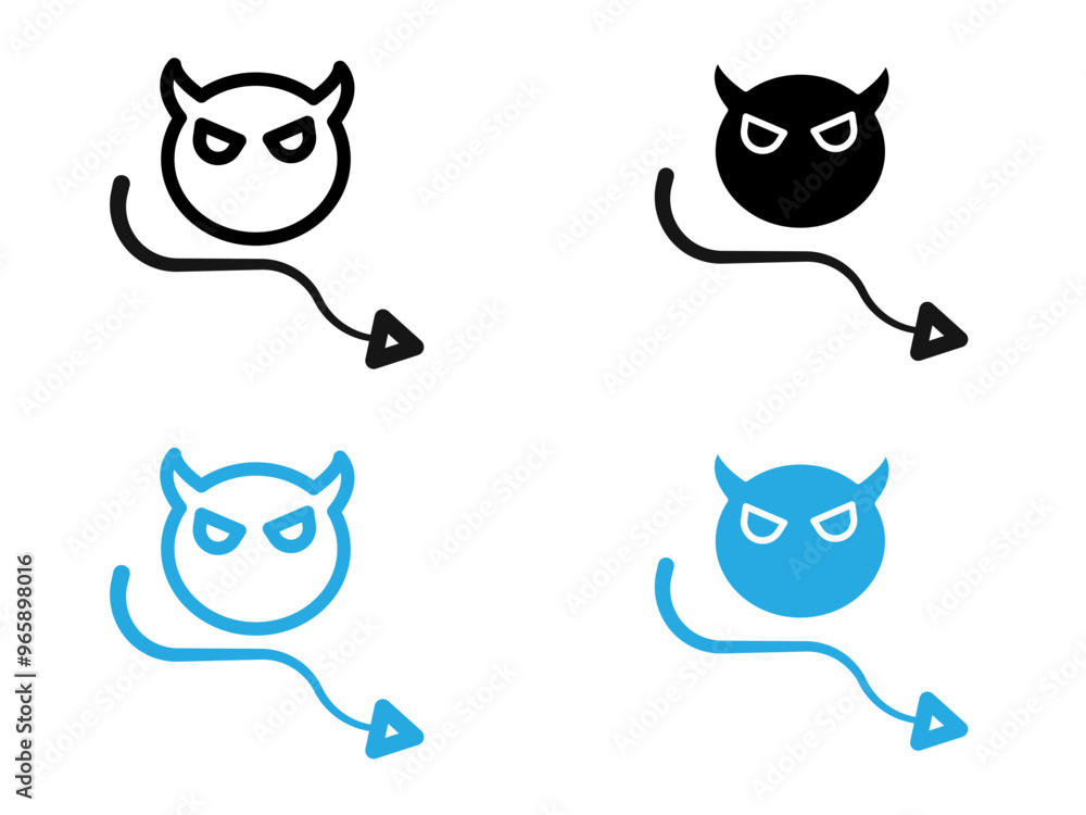 Naklejka premium Demon devil icon black and white vector outline sign