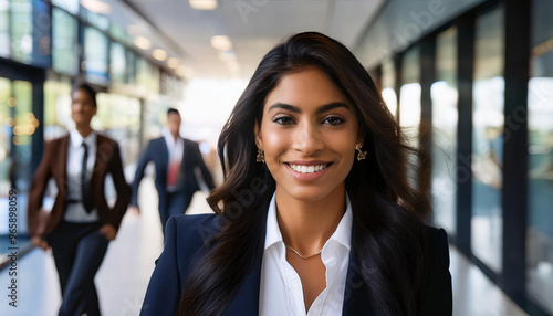 Latina in Business Attire with Motion Blur