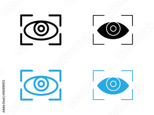 Eye scanner icon black and white vector outline sign
