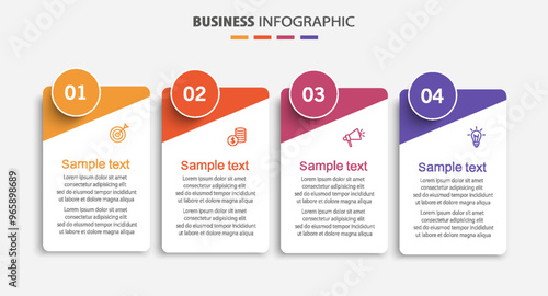 	
Business infographic design template with 4 options, steps or processes. Can be used for workflow layout, diagram, annual report, web design	