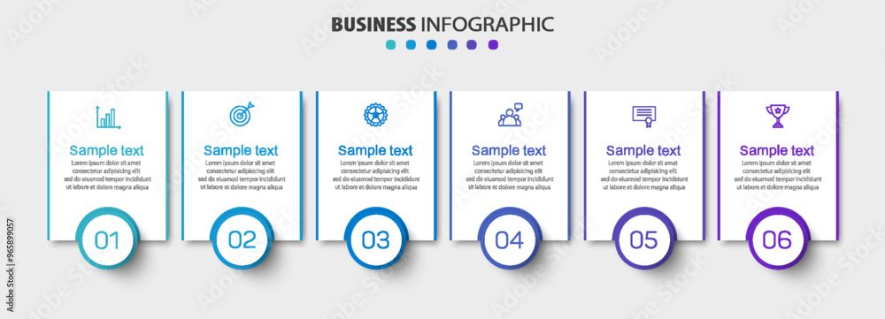 Business vector infographic design template with icons and 6 options or ...