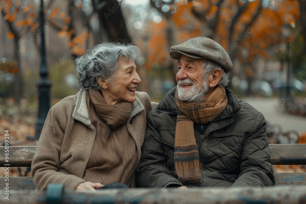 Elderly Couple Sharing a Joyful Conversation on a Park Bench
Elderly Couple Sharing a Joyful Conversation on a Park Bench